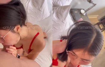 Onlyfans น้องแอมในชุดชั้นในสีแดงถูกเชิญชวนให้เย็ดกับพี่หนุ่มรูปร่างใหญ่โต amam7078
