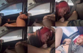 irenkampong Onlyfans สาวผมสีชมพูร้อนรุ่มในรถแอบโดนแฟนกระแทกหีรัว