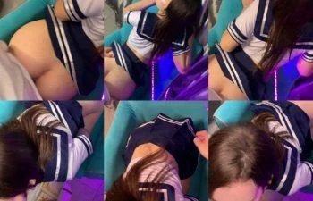 ellieeen1 สาวกระโปรงนักเรียนถูกกระแทกจากหลังบนโซฟา
