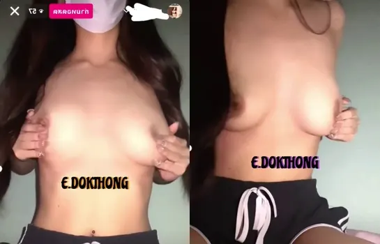 วัยรุ่นสาวเสื้อลายโชว์นมใหญ่แน่น บีบนมยั่วกางเกงสั้น
