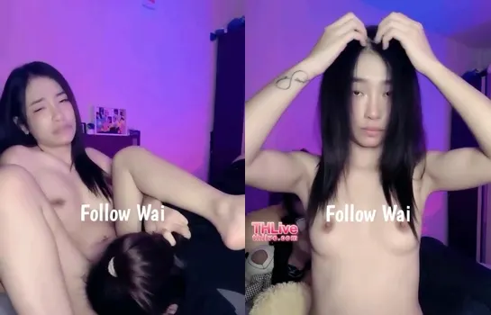 สองสาวนอนเลียหีกันบนเตียง ลิ้นแหย่แตดน้ำเงี่ยนไหล